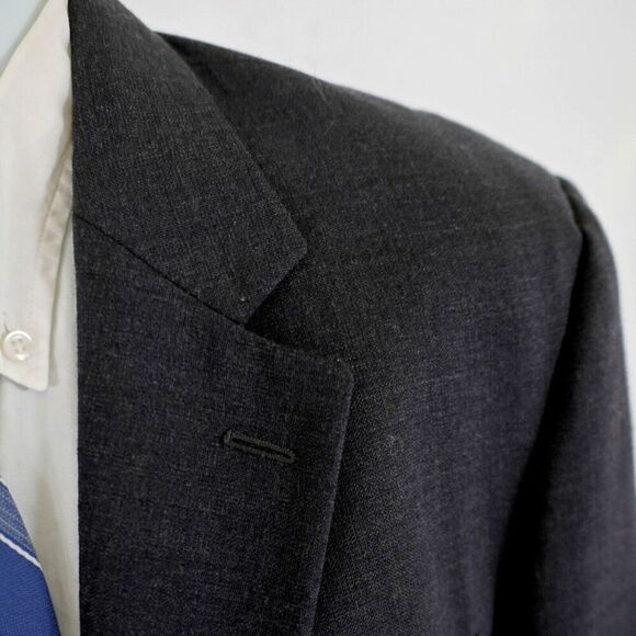 Pronto Uomo Lessona Natural Stretch Super 100s Worsted Wool Gray 42R Basketweave - Picture 2 of 14